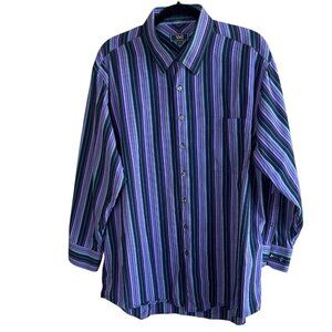 XMI Vintage Men's Purple Striped Long Sleeve Size 17 32/33